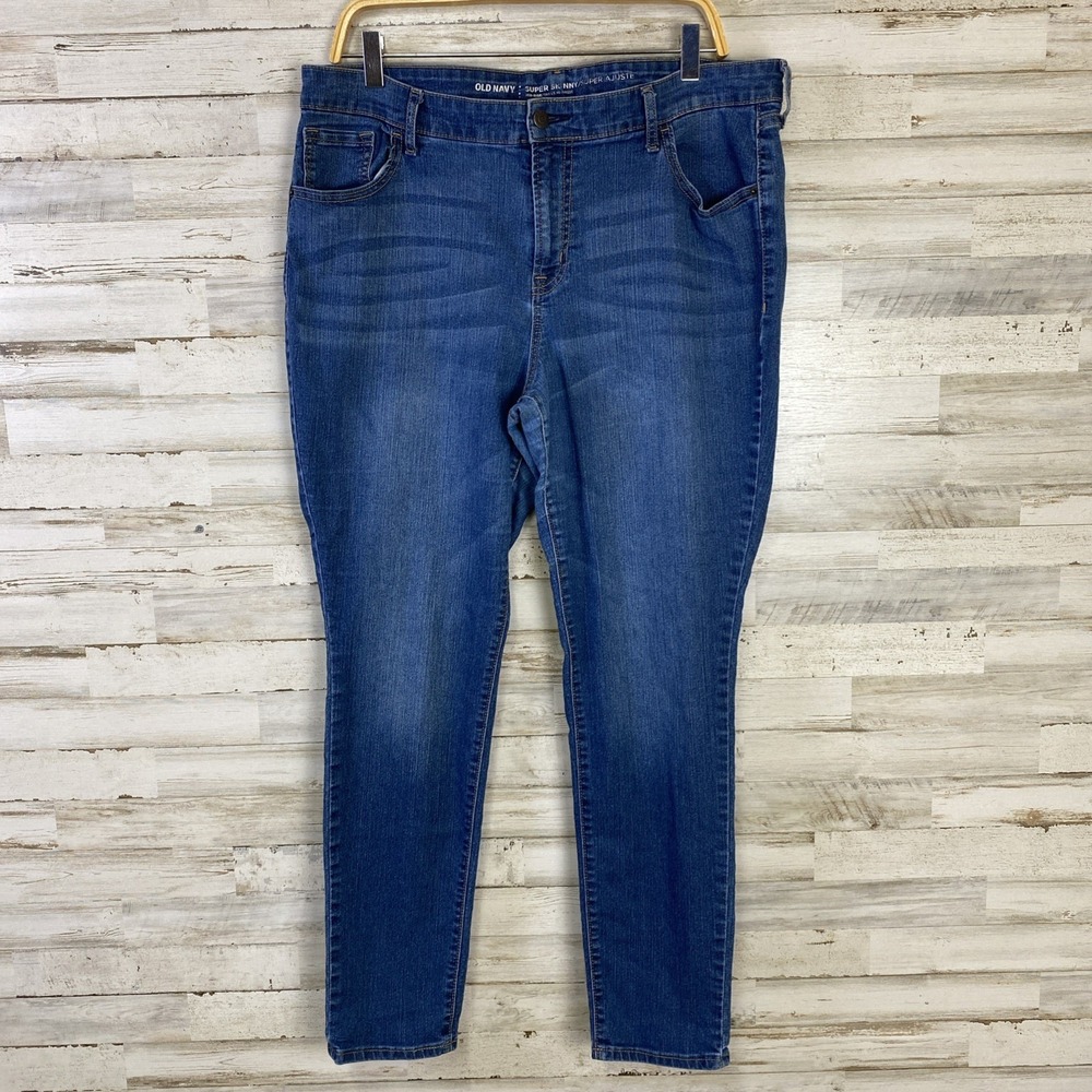 Old Navy Jeans Women 16 Reg Blue Denim Med Wash Super Skinny Mid-Rise Stretch